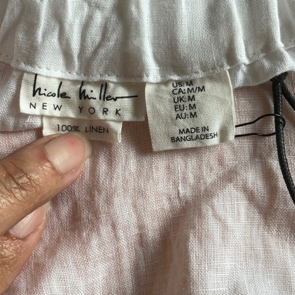 Nicole Miller White 100% Linen Blouse in Size M, NWT - Picture 11 of 13